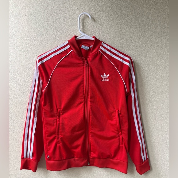 Adidas Red and White Track Jacket - Picture 2 of 7